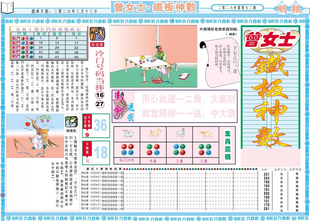 072期曾女士铁板神数A[图]