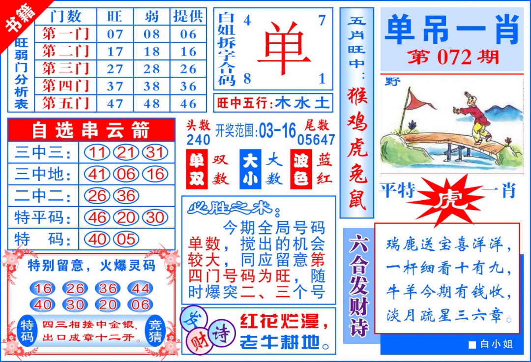 072期澳门单吊一肖[图]