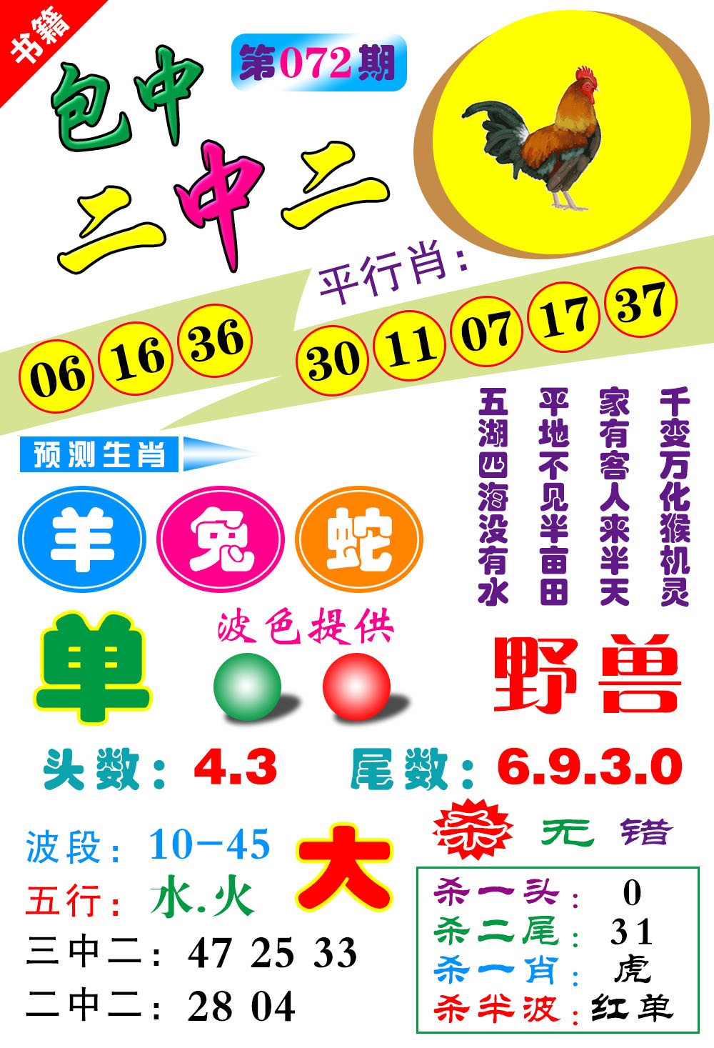 072期澳门预测生肖[图]