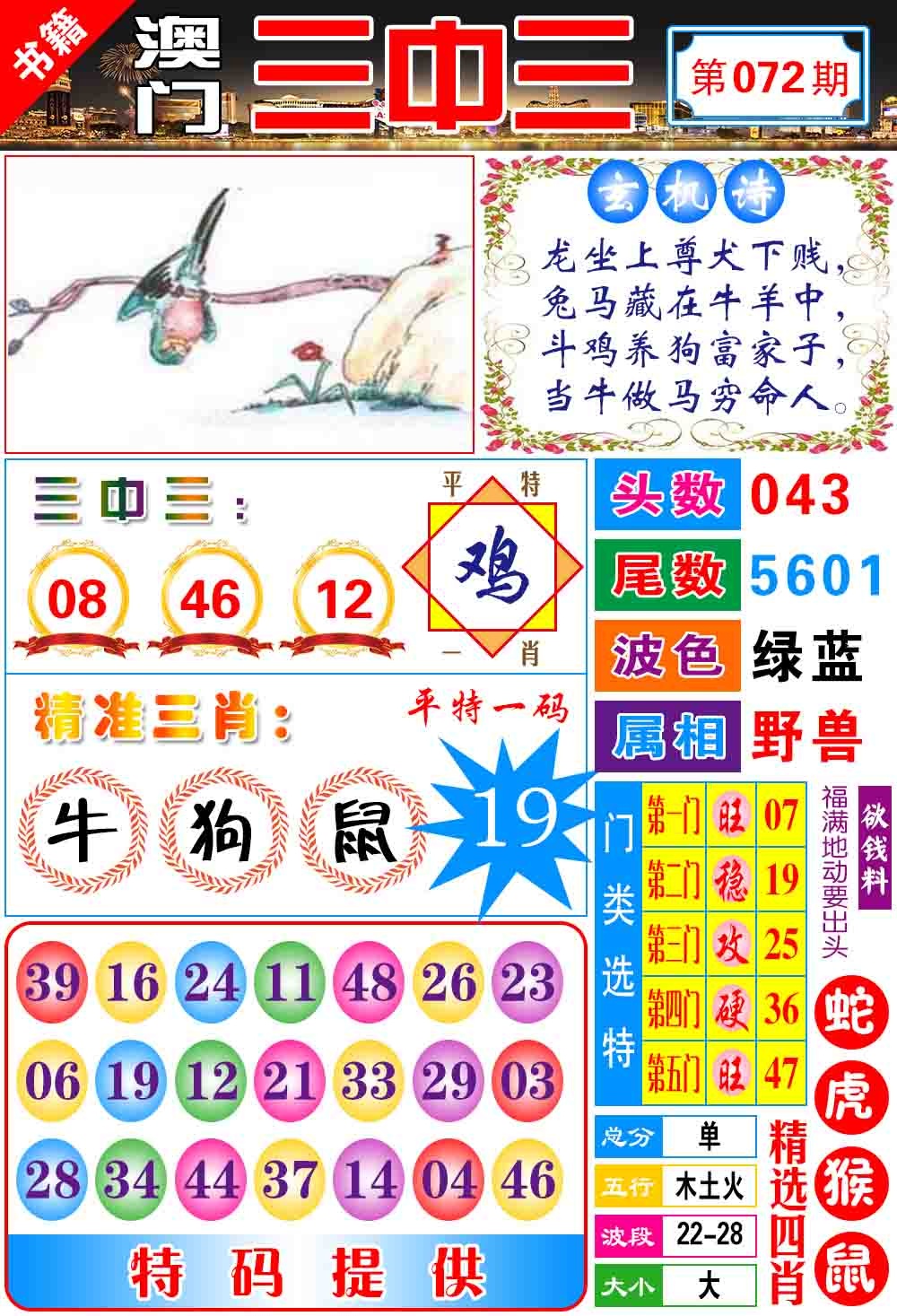 072期澳门宝典三中三[图]