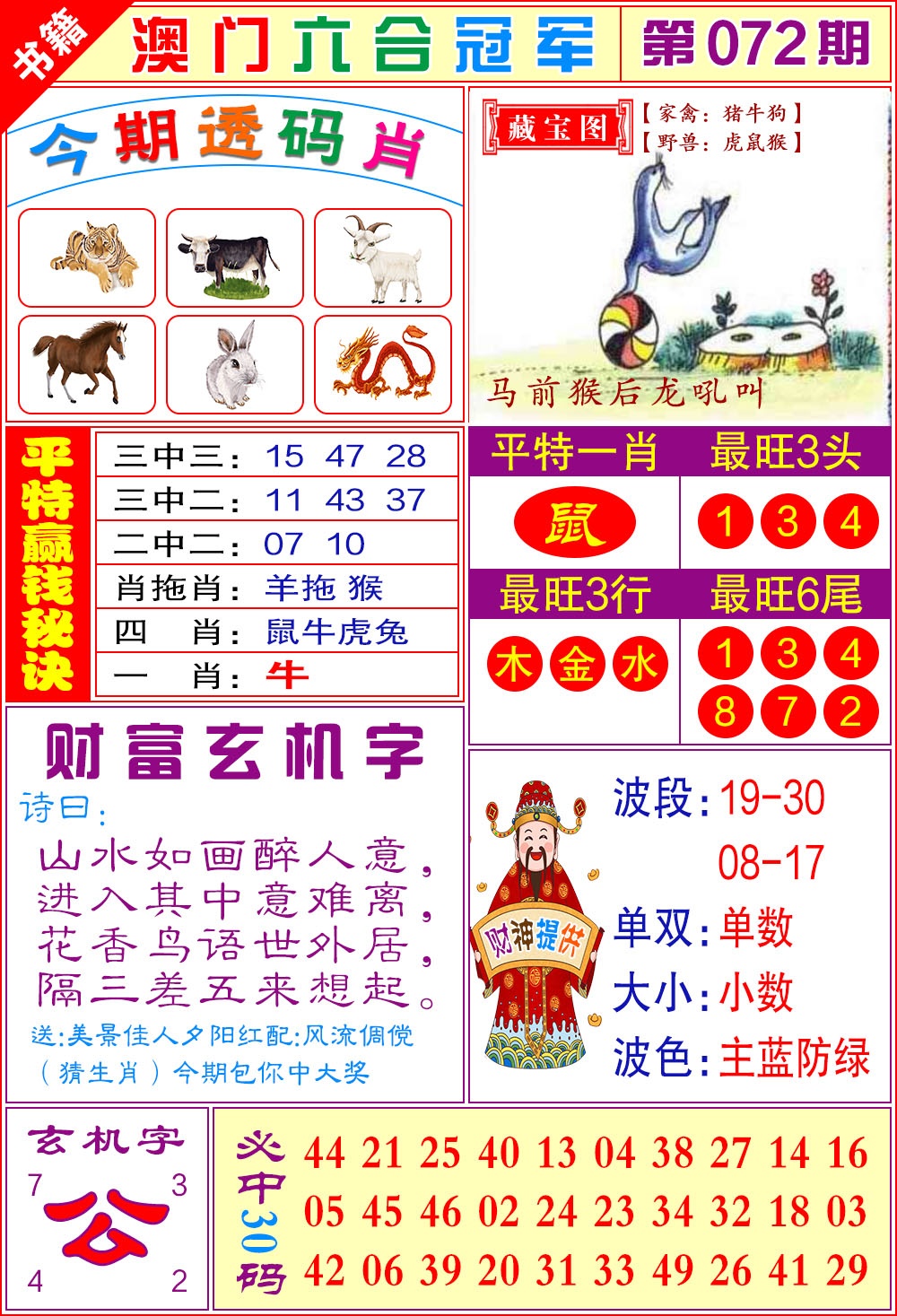 072期澳门六合冠军[图]