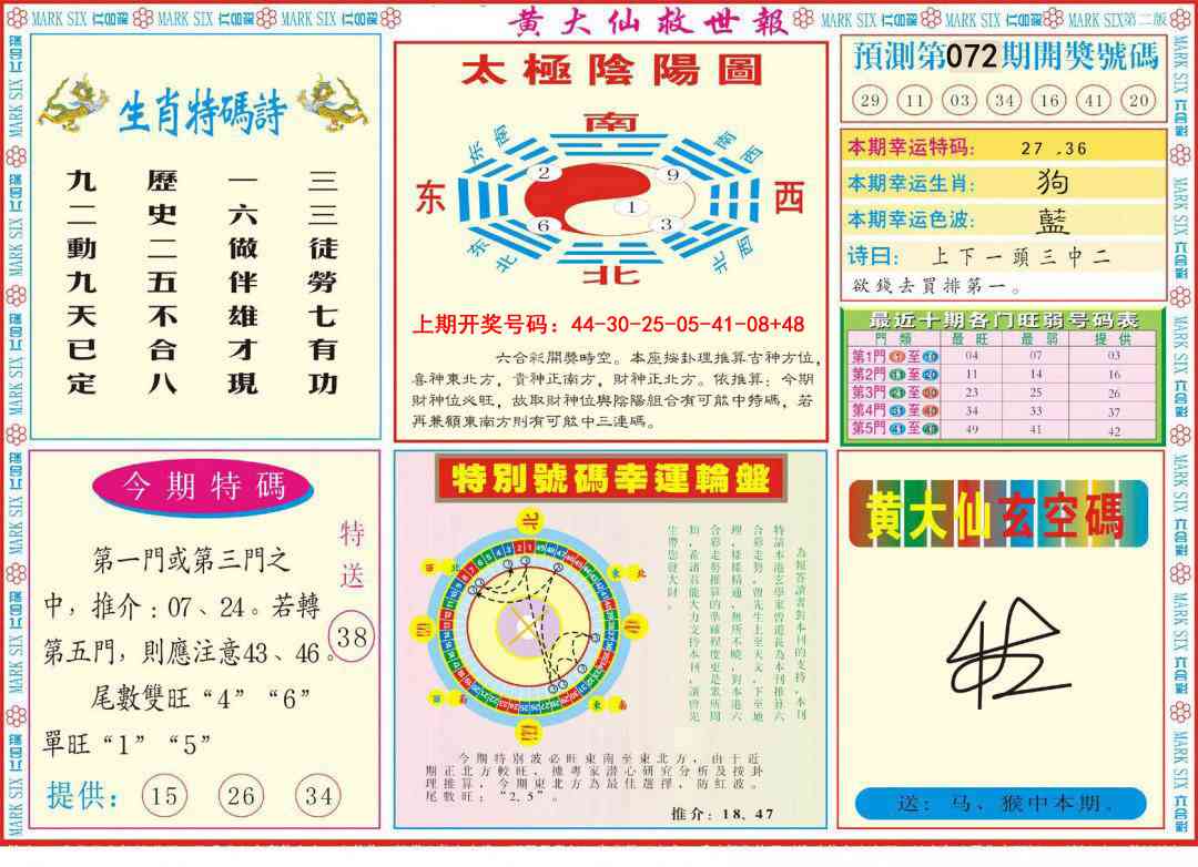 072期新黄大仙救世B[图]