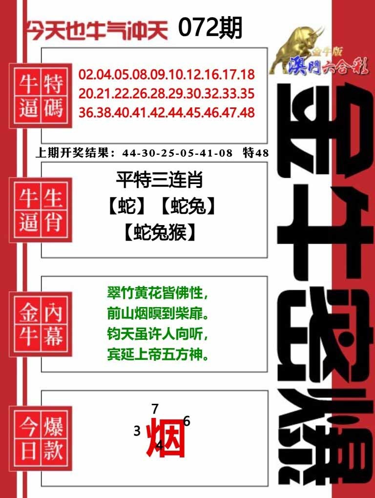 072期金牛密爆[图]