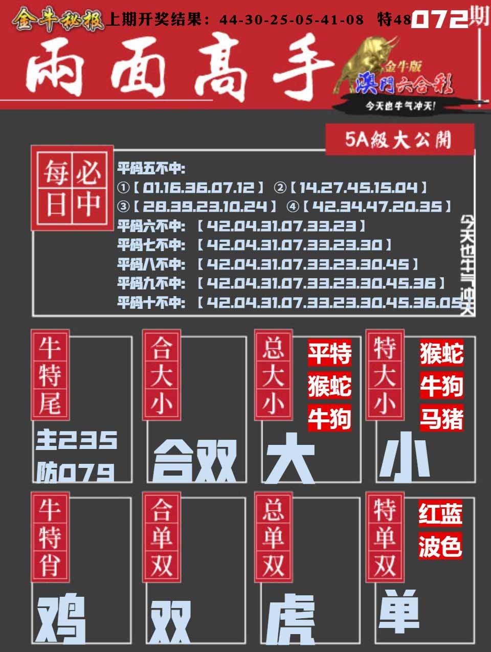 072期金牛两面高手[图]